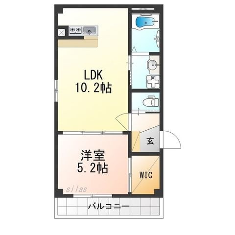 拡大写真:吹田市山手町2丁目 2階201の間取り