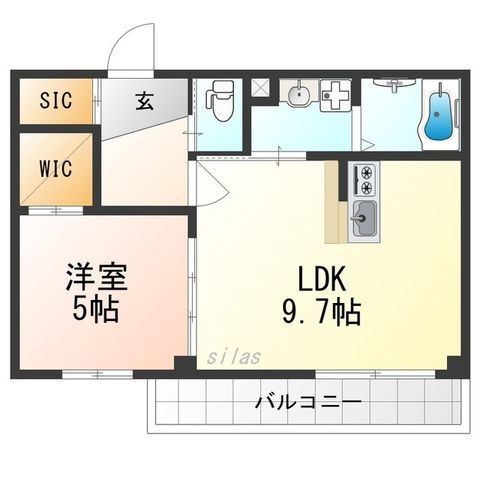 拡大写真:吹田市山手町2丁目 3階302の間取り