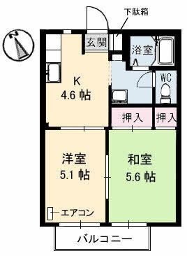 拡大写真:エクセランルミエールC棟 1階102の間取り