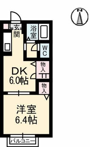 拡大写真:シャーメゾン.エル 2階202の間取り