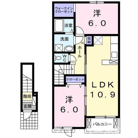 拡大写真:ルルディ A 2階202の間取り