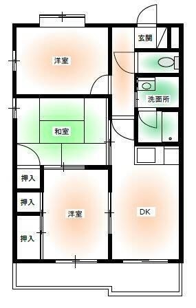 拡大写真:グリーンヒルズ 1階102の間取り