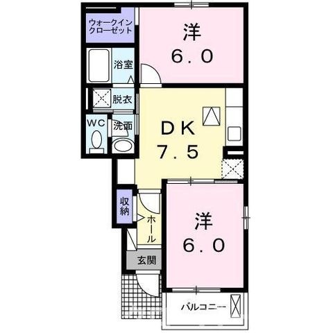 拡大写真:ルルディ A 1階103の間取り