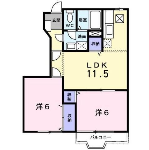 拡大写真:キャンディ ポップC 1階102の間取り