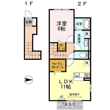 拡大写真:アリエッタ A棟 2階201の間取り
