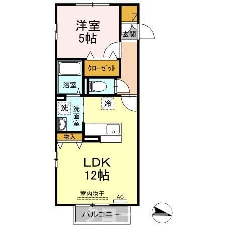 拡大写真:フラット ウィステリア 2階206の間取り
