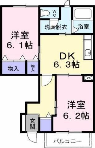 拡大写真:パレス・ニュールミネⅡ A 1階103の間取り