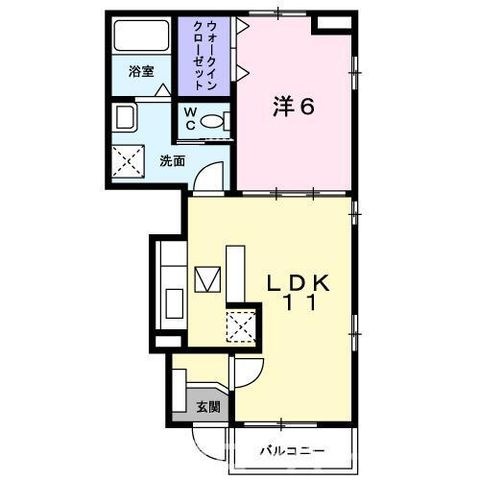 拡大写真:プリムヴェールA 1階102の間取り