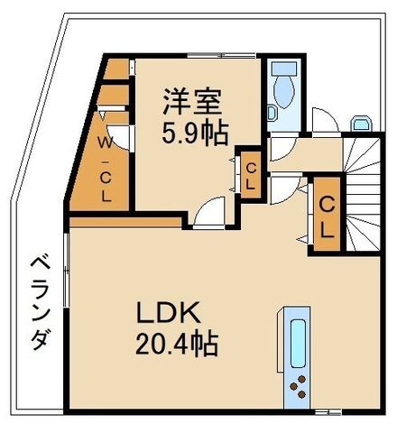 拡大写真:WAKABAハウス1-3 3階3の間取り