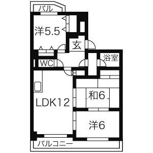 拡大写真:カオシンパレス 1階102の間取り