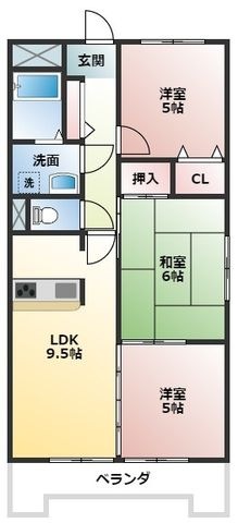 拡大写真:エポック三丁山 4階402の間取り