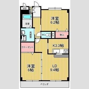 拡大写真:フローラ池上台 4階402の間取り