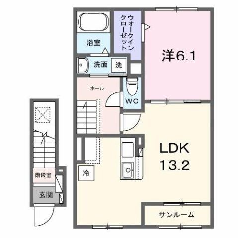 拡大写真:メゾン ルミエール 2階203の間取り