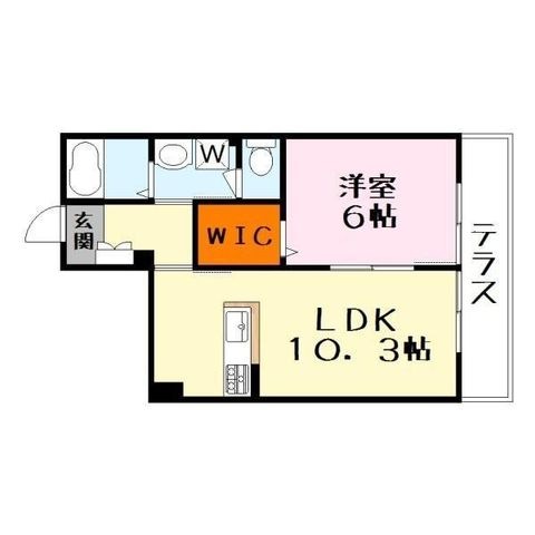 拡大写真:エルメゾン栗東 1階102の間取り