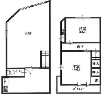 拡大写真:法善寺2丁目店舗付き住居 1階1の間取り