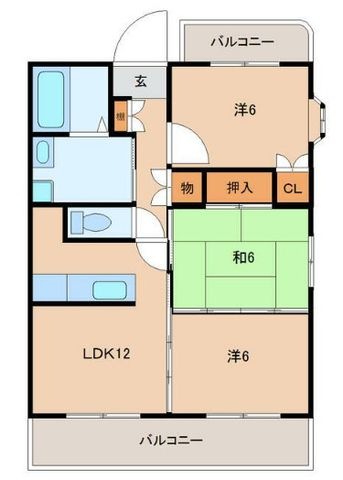 拡大写真:熊本市中央区八王寺町 4階401の間取り