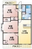 熊本市南区田迎1丁目の間取図