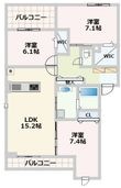 熊本市中央区新屋敷1丁目の間取図