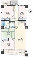 熊本市中央区水道町の間取図