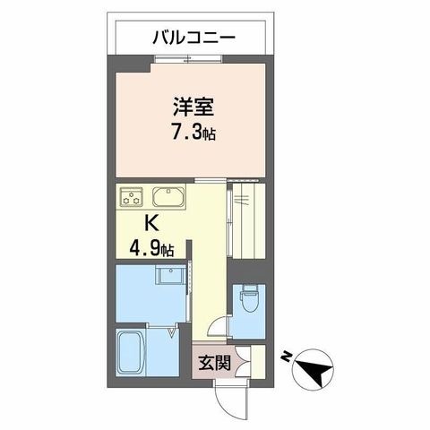 拡大写真:熊本市中央区本荘5丁目 3階305の間取り