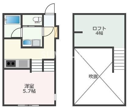 拡大写真:熊本市西区田崎本町 2階202の間取り