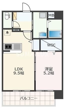 拡大写真:熊本市中央区薬園町 8階801の間取り