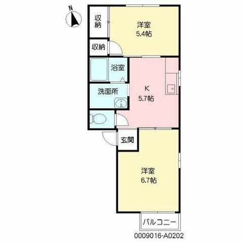 拡大写真：フレグランスＫＮ 2階202の間取り