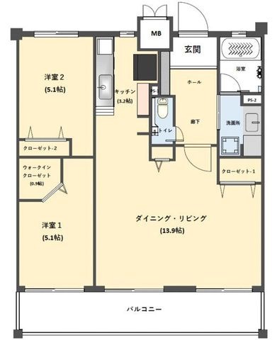 拡大写真:Dクラディア九品寺 5階507の間取り
