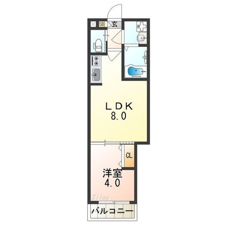 拡大写真:大阪市住吉区上住吉1丁目 2階204の間取り