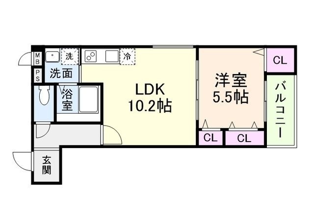 拡大写真:大阪市東淀川区大桐2丁目 3階305の間取り