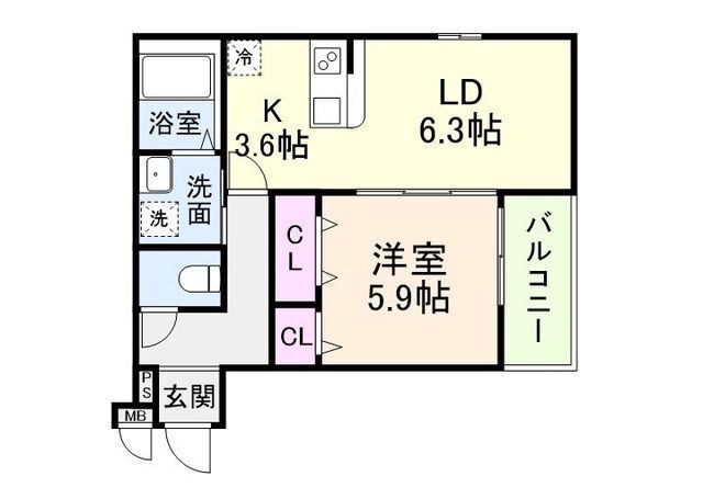 拡大写真:守口市南寺方南通2丁目 2階203の間取り