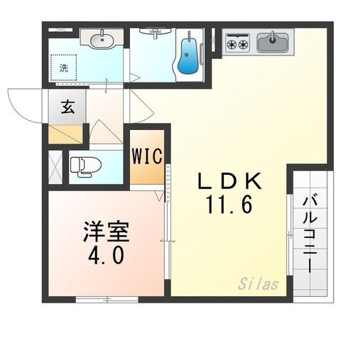 拡大写真：東大阪市柏田本町 3階301の間取り