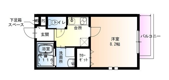 拡大写真:東大阪市中新開2丁目 3階301の間取り