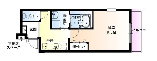 拡大写真:東大阪市中新開2丁目 1階102の間取り