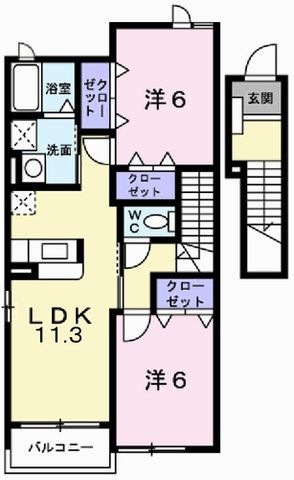 拡大写真:グレイスフル弐番館 2階204の間取り