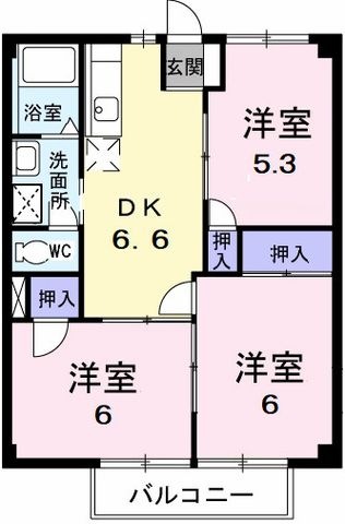 拡大写真:ロイヤル小林 2階203の間取り