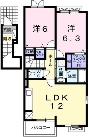 拡大写真:スモールヴィレッジⅡ 2階201の間取り