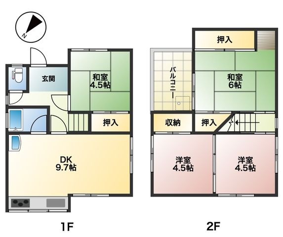 拡大写真:魚住町西岡貸家 1の間取り