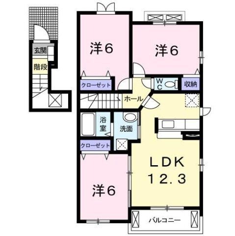 拡大写真:ヴィオラ壱番館A 2階201の間取り