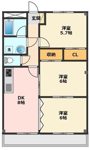 拡大写真:メイプルハウス 2階201の間取り