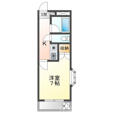 拡大写真:テルミーヌシャンブル 1階106の間取り