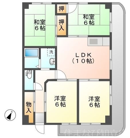 拡大写真:第3新安城ビル 4階4Bの間取り