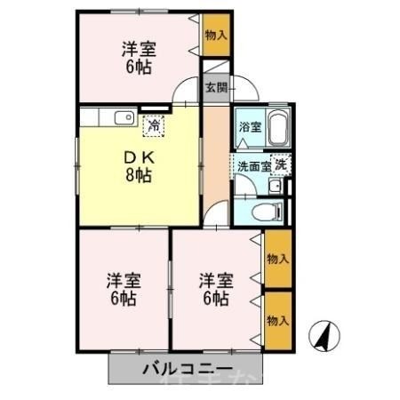 拡大写真:ぷらっとMIYUKI E 1階102の間取り