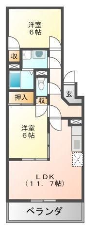 拡大写真:岡山市中区原尾島 3階301の間取り