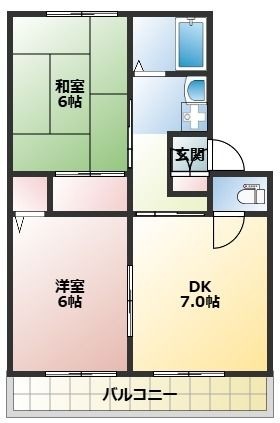 拡大写真:岡山市中区湊 2階202の間取り