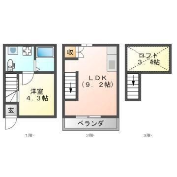 拡大写真:センターフィールド湊 1階3の間取り