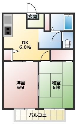 拡大写真:レジデンス百間川 2階206の間取り