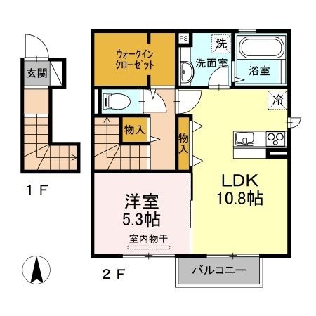 拡大写真:岡山市中区長岡 2階203の間取り