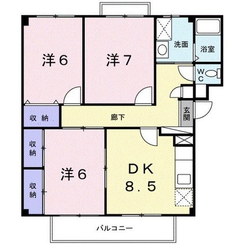 拡大写真:パルテールⅠ 3階303の間取り