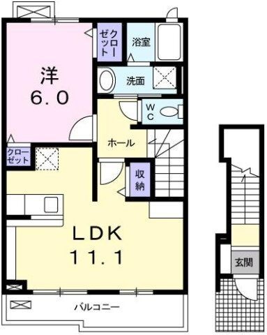 拡大写真:フルラージュ松橋 2階202の間取り